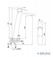 MEDIDAS MONOMANDO LAVABO CAÑO ALTO SPRING BRUMA